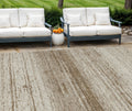 9 X 12 Brown And Beige Striped Washable Indoor Outdoor Area Rug
