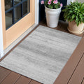 3 X 5 Gray And Silver Striped Washable Indoor Outdoor Area Rug