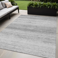 5 X 8 Gray And Silver Striped Washable Indoor Outdoor Area Rug