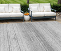 8 X 10 Gray And Silver Striped Washable Indoor Outdoor Area Rug