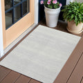 3 X 5 Silver And Gray Striped Washable Indoor Outdoor Area Rug