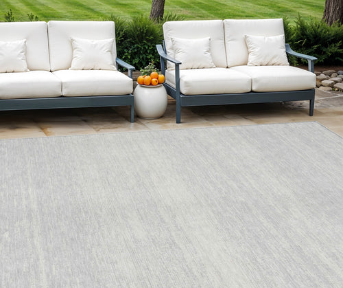 10 X 14 Silver And Gray Striped Washable Indoor Outdoor Area Rug