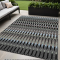 5 X 8 Black Gray And Blue Southwestern Washable Indoor Outdoor Area Rug