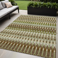 5 X 8 Artichoke Green And Brown Southwestern Washable Indoor Outdoor Area Rug