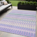 5 X 8 Lavender Pink And Lime Green Southwestern Washable Indoor Outdoor Area Rug