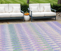 9 X 12 Lavender Pink And Lime Green Southwestern Washable Indoor Outdoor Area Rug