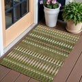 3 X 5 Olive Green Brown And Gold Southwestern Washable Indoor Outdoor Area Rug