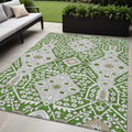 5 X 8 Green Gray And Taupe Floral Washable Indoor Outdoor Area Rug