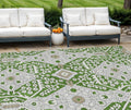 9 X 12 Green Gray And Taupe Floral Washable Indoor Outdoor Area Rug