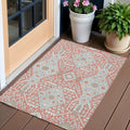 3 X 5 Salmon Gray And Taupe Floral Washable Indoor Outdoor Area Rug