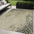 5 X 8 Artichoke Green And Beige Medallion Washable Indoor Outdoor Area Rug