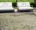 9 X 12 Artichoke Green And Beige Medallion Washable Indoor Outdoor Area Rug
