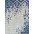 10 X 14 Navy Blue Beige And Sky Blue Medallion Washable Indoor Outdoor Area Rug