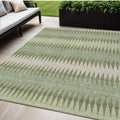 5 X 8 Artichoke Green And Light Green Striped Washable Indoor Outdoor Area Rug