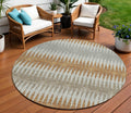 8 Orange Gray And Beige Round Striped Washable Indoor Outdoor Area Rug