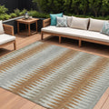 9 X 12 Orange Gray And Beige Striped Washable Indoor Outdoor Area Rug