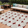 9 X 12 Burgundy Abstract Washable Indoor Outdoor Area Rug