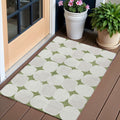 3 X 5 Green And Beige Abstract Washable Indoor Outdoor Area Rug