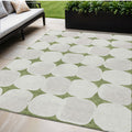 5 X 8 Green And Beige Abstract Washable Indoor Outdoor Area Rug