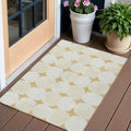 3 X 5 Gold And Beige Abstract Washable Indoor Outdoor Area Rug