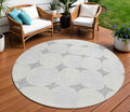 8 Gray And Beige Round Abstract Washable Indoor Outdoor Area Rug