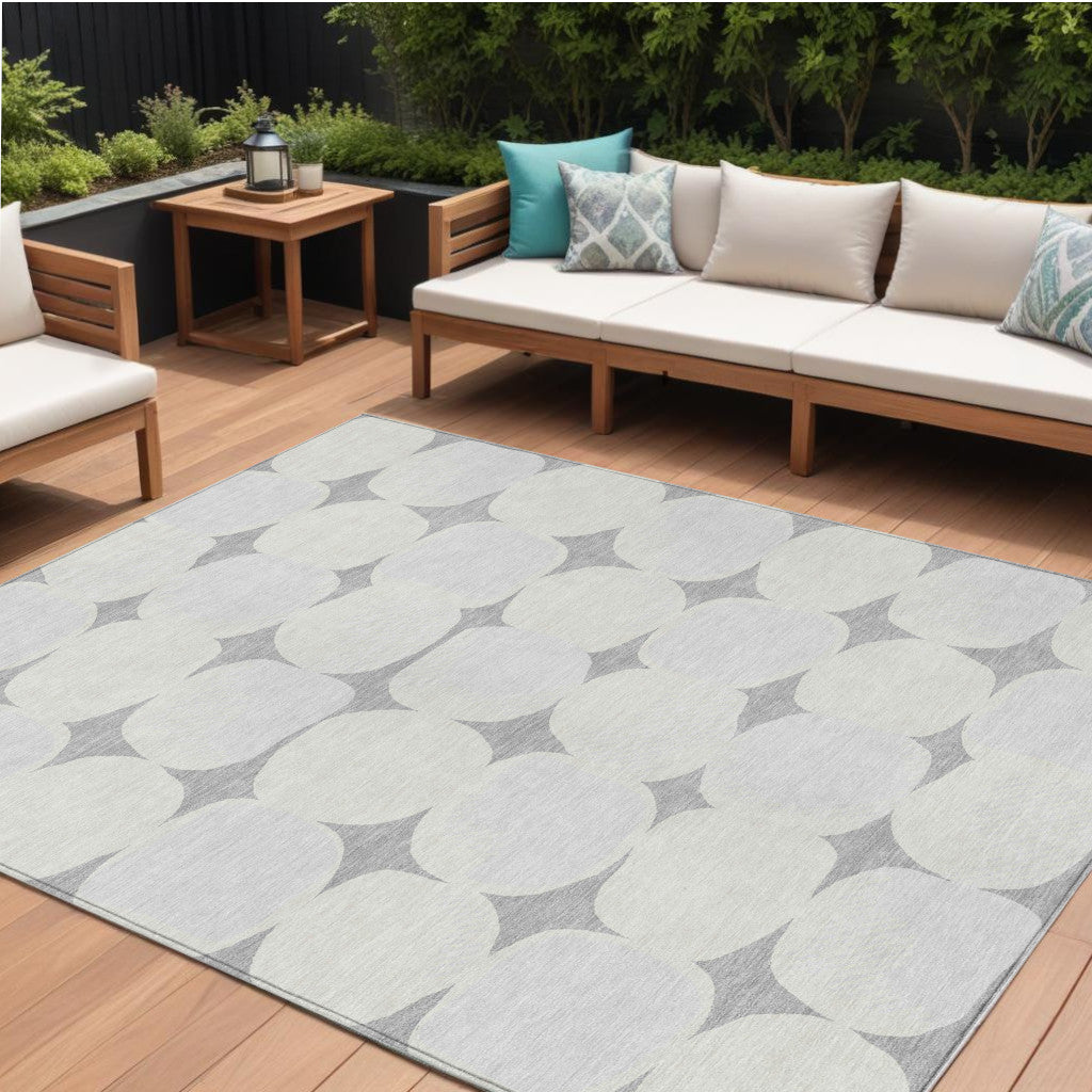 9 X 12 Gray And Beige Abstract Washable Indoor Outdoor Area Rug