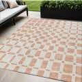 5 X 8 Peach And Beige Geometric Washable Indoor Outdoor Area Rug