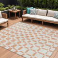 9 X 12 Peach And Beige Geometric Washable Indoor Outdoor Area Rug