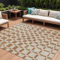 10 X 14 Terra Cotta And Beige Geometric Washable Indoor Outdoor Area Rug