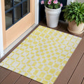 3 X 5 Yellow And Gray Geometric Washable Indoor Outdoor Area Rug