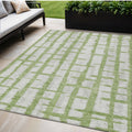 5 X 8 Green And Gray Striped Washable Indoor Outdoor Area Rug