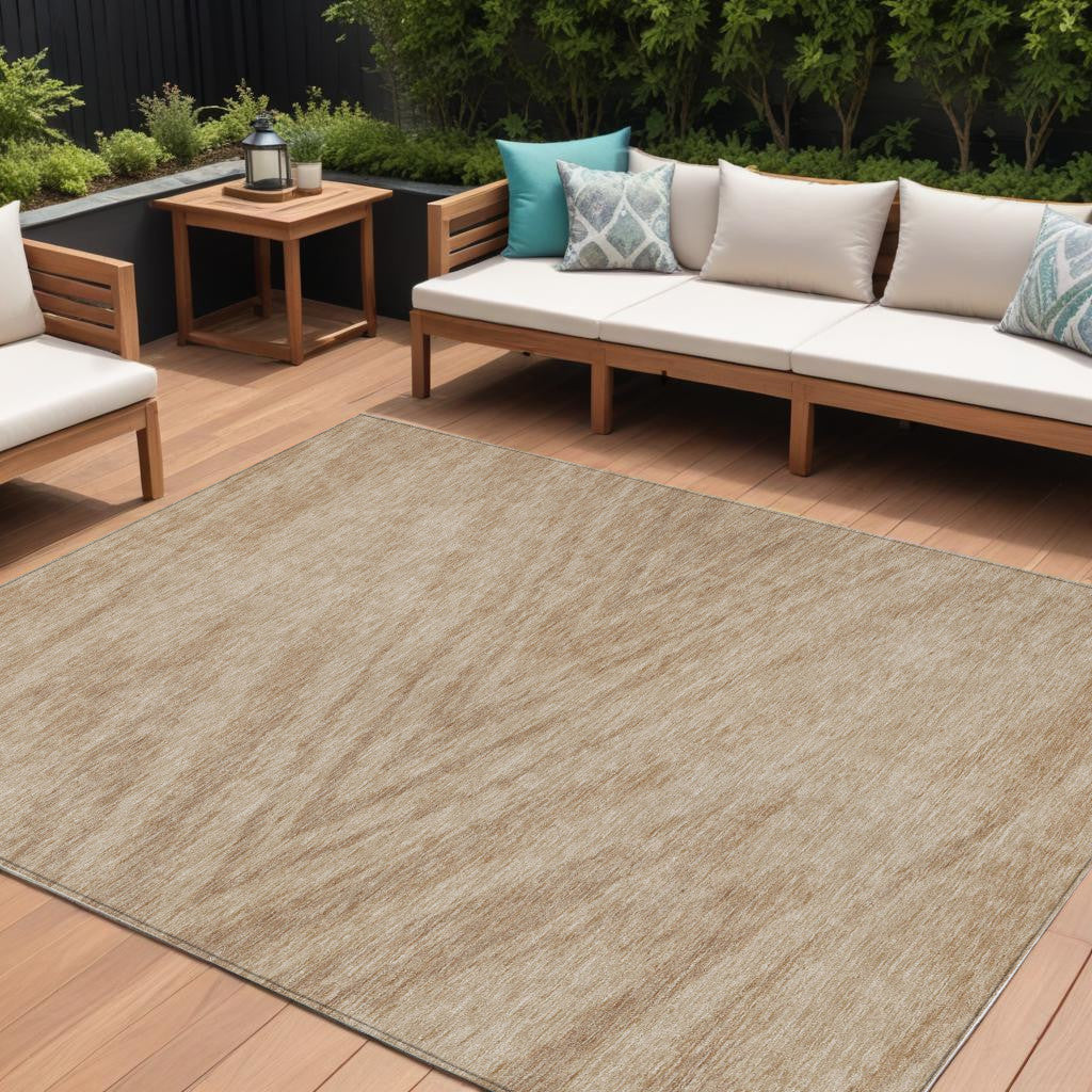 9 X 12 Khaki And Brown Abstract Washable Indoor Outdoor Area Rug
