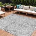 10 X 14 Gray And Dark Gray Geometric Washable Indoor Outdoor Area Rug