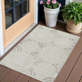 3 X 5 Taupe And Brown Geometric Washable Indoor Outdoor Area Rug