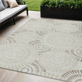 5 X 8 Taupe And Brown Geometric Washable Indoor Outdoor Area Rug