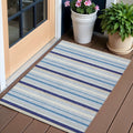 3 X 5 Blue Purple And Gray Striped Washable Indoor Outdoor Area Rug