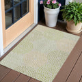 3 X 5 Artichoke Green And Brown Geometric Washable Indoor Outdoor Area Rug