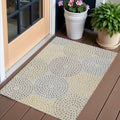3 X 5 Beige Brown And Gray Geometric Washable Indoor Outdoor Area Rug