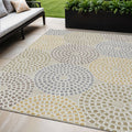 5 X 8 Beige Brown And Gray Geometric Washable Indoor Outdoor Area Rug