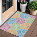 3 X 5 Purple Green And Aqua Geometric Washable Indoor Outdoor Area Rug