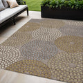 5 X 8 Taupe Beige And Green Geometric Washable Indoor Outdoor Area Rug