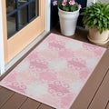 3 X 5 Pink And Gray Trellis Washable Indoor Outdoor Area Rug