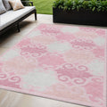 5 X 8 Pink And Gray Trellis Washable Indoor Outdoor Area Rug