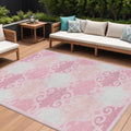 8 X 10 Pink And Gray Trellis Washable Indoor Outdoor Area Rug