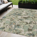 5 X 8 Beige Brown And Green Floral Washable Indoor Outdoor Area Rug