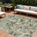9 X 12 Beige Brown And Green Floral Washable Indoor Outdoor Area Rug