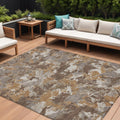 9 X 12 Brown Beige And Gray Floral Washable Indoor Outdoor Area Rug