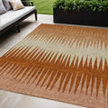 5 X 8 Copper Brown And Beige Striped Washable Indoor Outdoor Area Rug