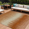 8 X 10 Copper Brown And Beige Striped Washable Indoor Outdoor Area Rug