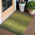 3 X 5 Olive Green Dark Green And Brown Striped Washable Indoor Outdoor Area Rug